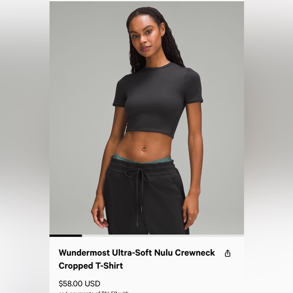 Lululemon wundermost ultra soft nulu crewneck cropped t shirt - Picture 2 of 3